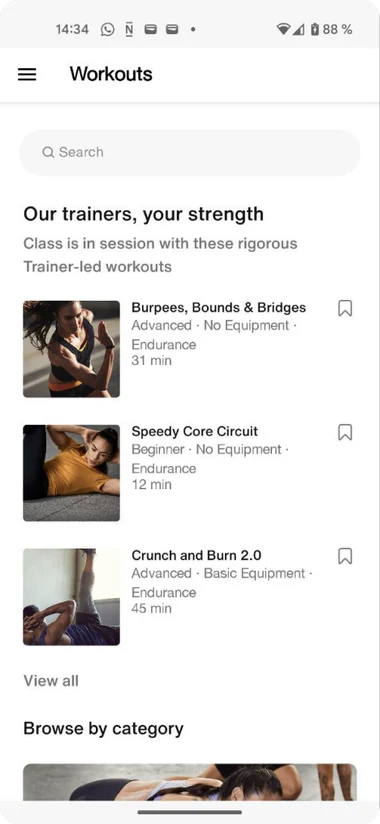 Screen from a benchmarked fitness app 5 of 15