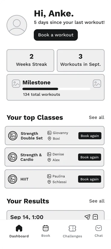 Wireframe of the first Beat81 redesign 3 of 14
