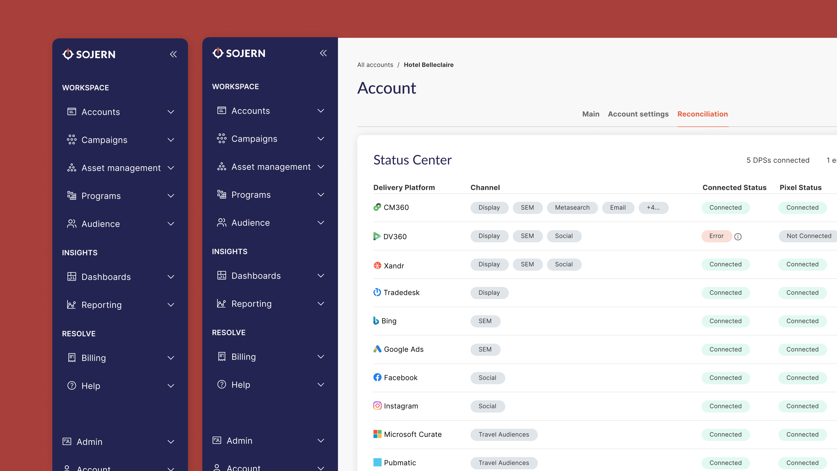 Migrating Email on Commission into Sojern's unified navigation