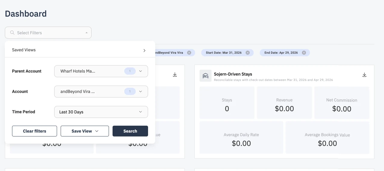 Filters on the Commission Dashboard page before the redesign, 2 of 9