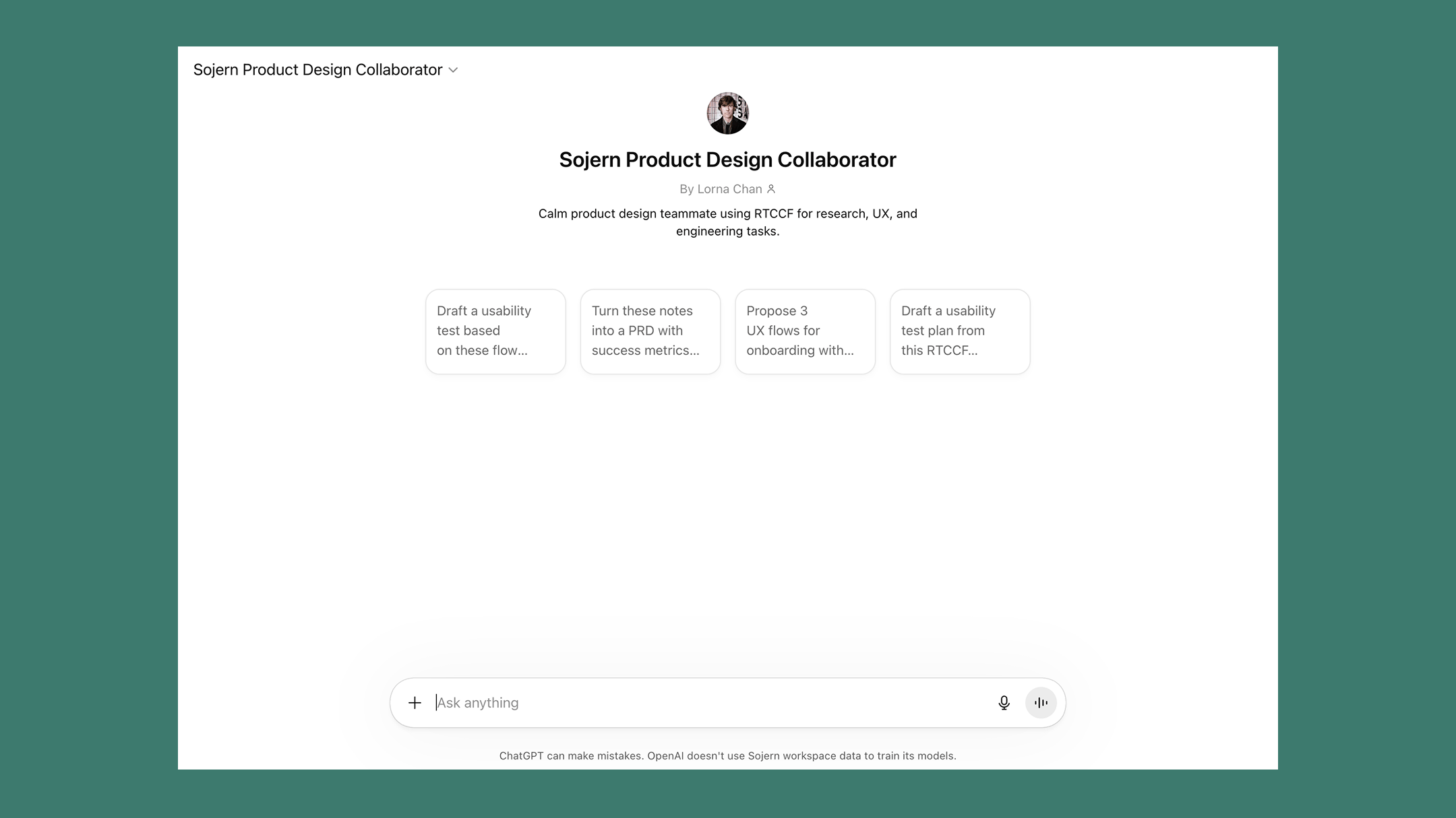 Custom ChatGPT collaborator built on the RTCCF framework